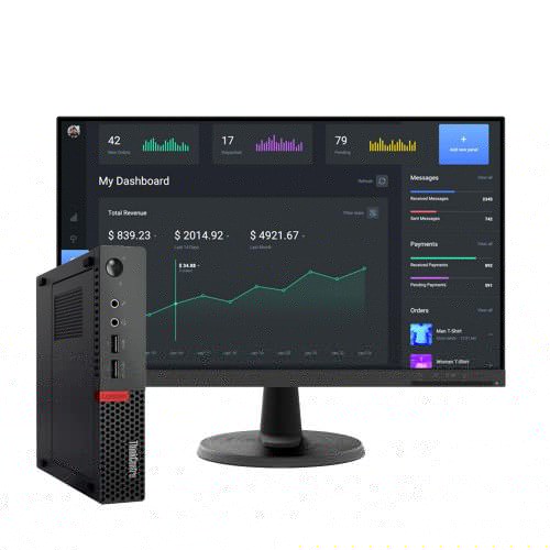 Lenovo Tiny M710Q i5 16GB 256GB M.2 + 480GB SSD + Monitor Lenovo 24 pulgadas