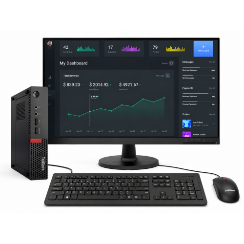 Lenovo Tiny M710Q i5 16GB 256GB M.2 + 480GB SSD + Monitor Lenovo 24"